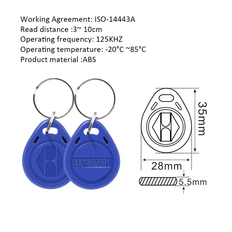 EM4100 125khz 13.56MHZ ID IC Keyfob RFID Tag Tags llaveros Porta Chave Card Sticker Key Fob Token Ring Proximity Chip TK4100