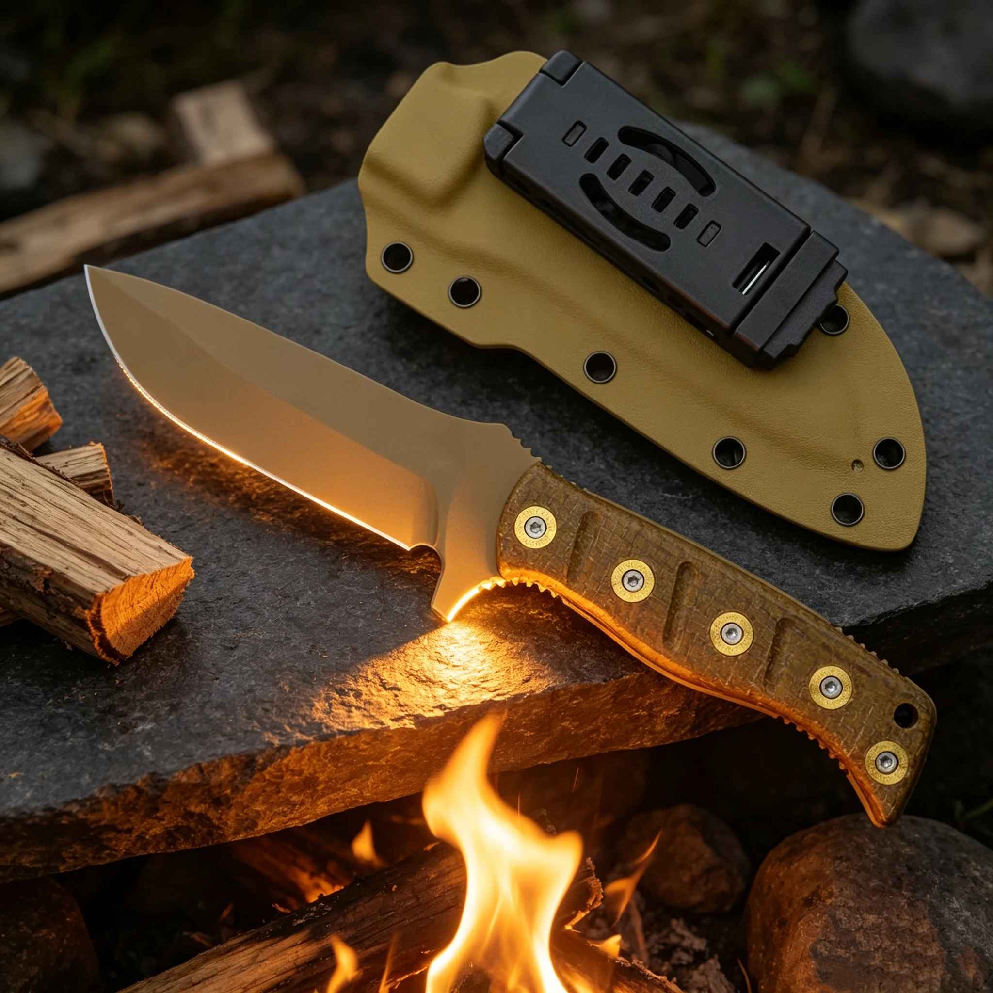 BM-375 Multi-Functional Small Straight Knife S30V Steel Brownish-Yellow Vintage Linen Handle Fishing Hiking Protection Practical