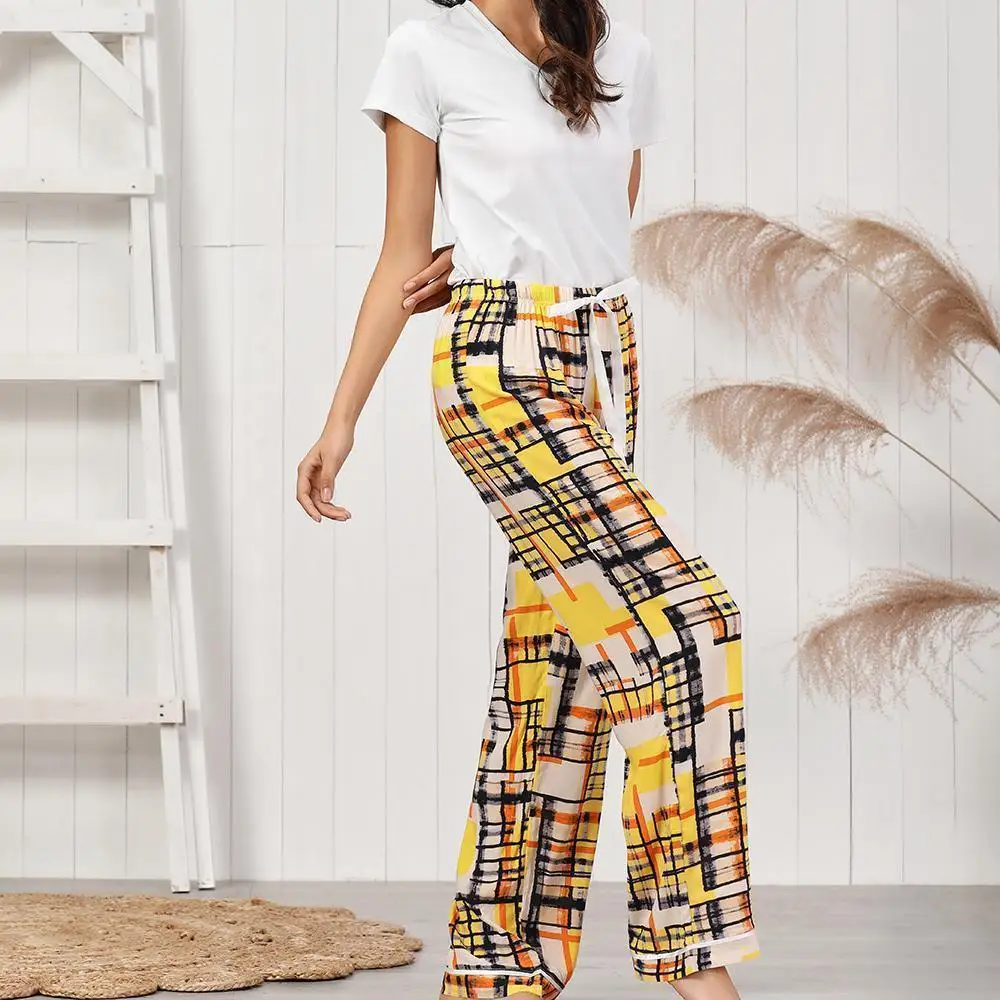 

Yellow Plaid Pajama Sets Crop Short Women Mujer Conjuntos Pijamas Conjunto Pyjama Pijama Femme Outfit Lounge Sleepwear Homewear