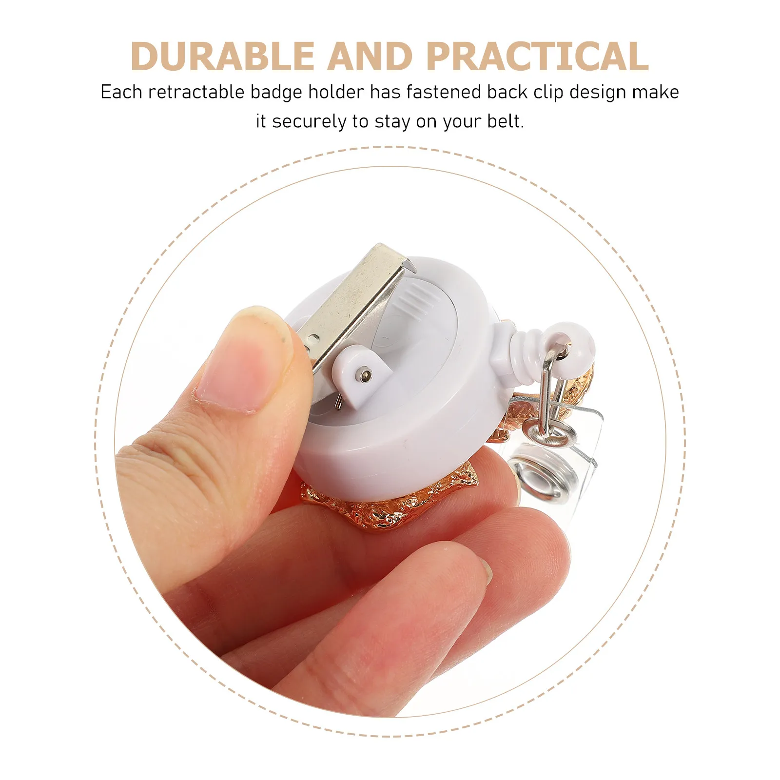 Metal Elephant Badge Clip Retractable Id Holder with Reel and Belt Clip for Nurses Teachers Students Staff Key Card Name
