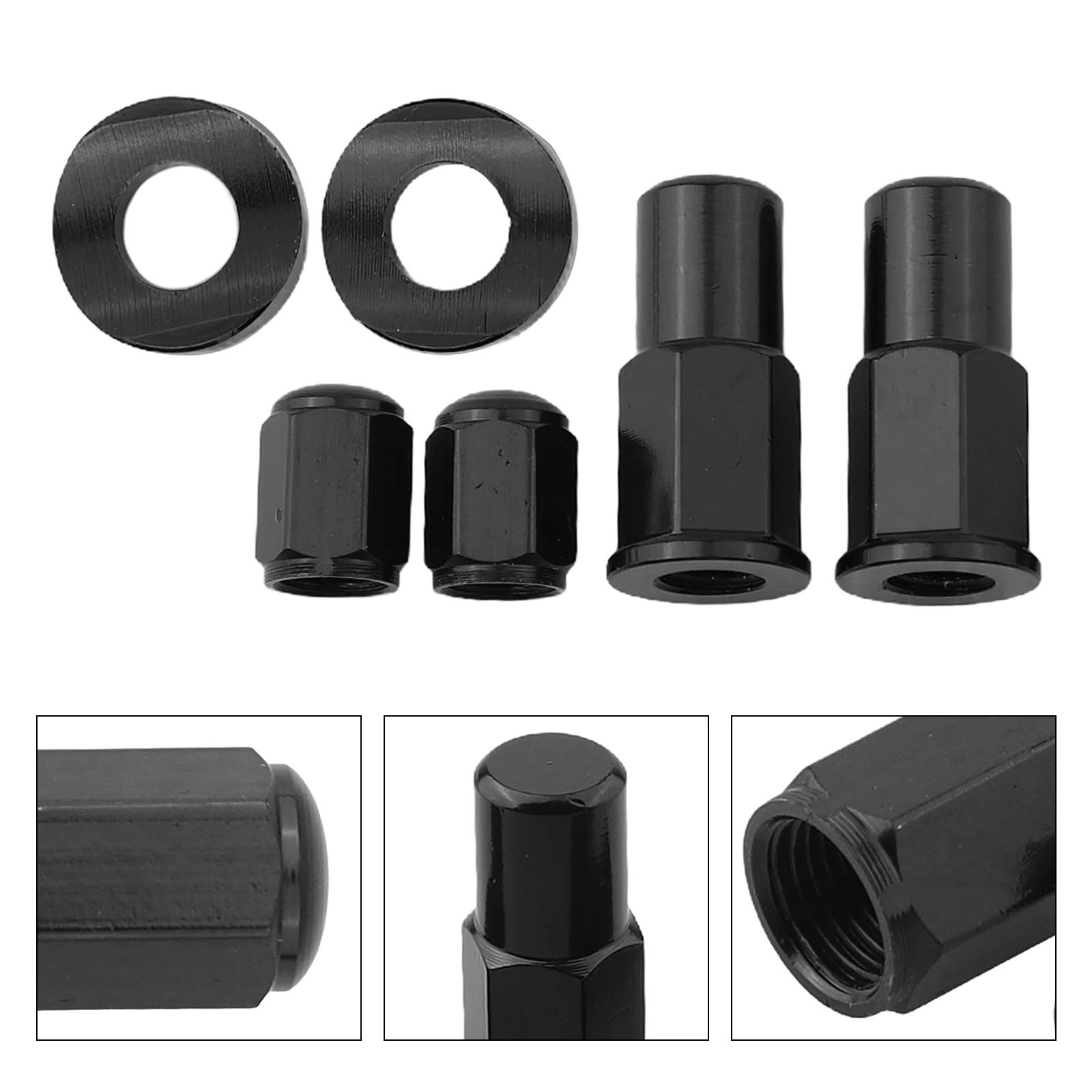 Motorcycle and for Beach Bike Rim Lock Nuts and Bolts Kit with CNC Processed Aluminum Valve Cap Spacer for Standard 8mm x 25mm