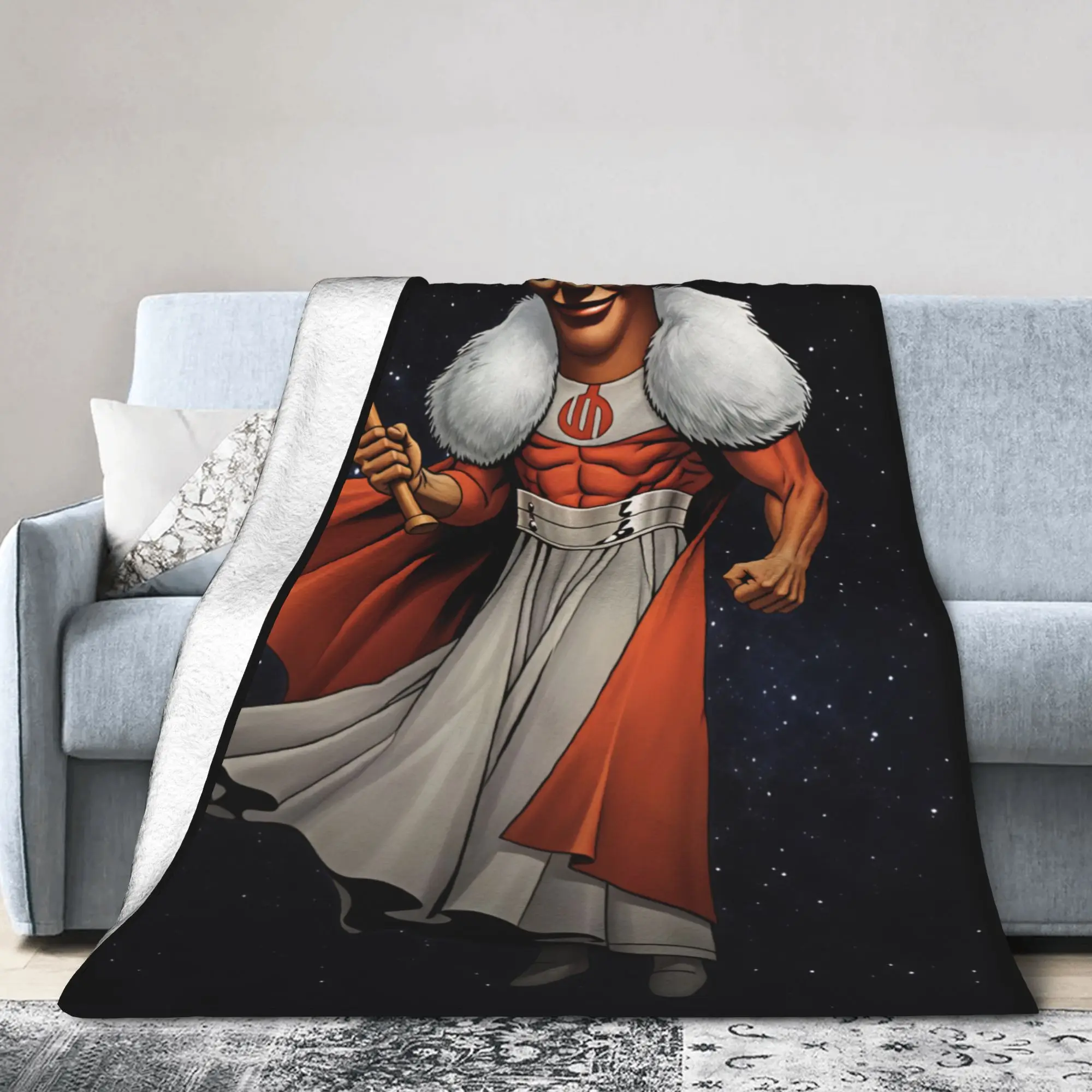 Tung Character Holding Baseball Bat Starry Sky Soft Warm Blankets  Plush Throw Blanket Bedroom Flannel Bedspread Sofa Bed Cover