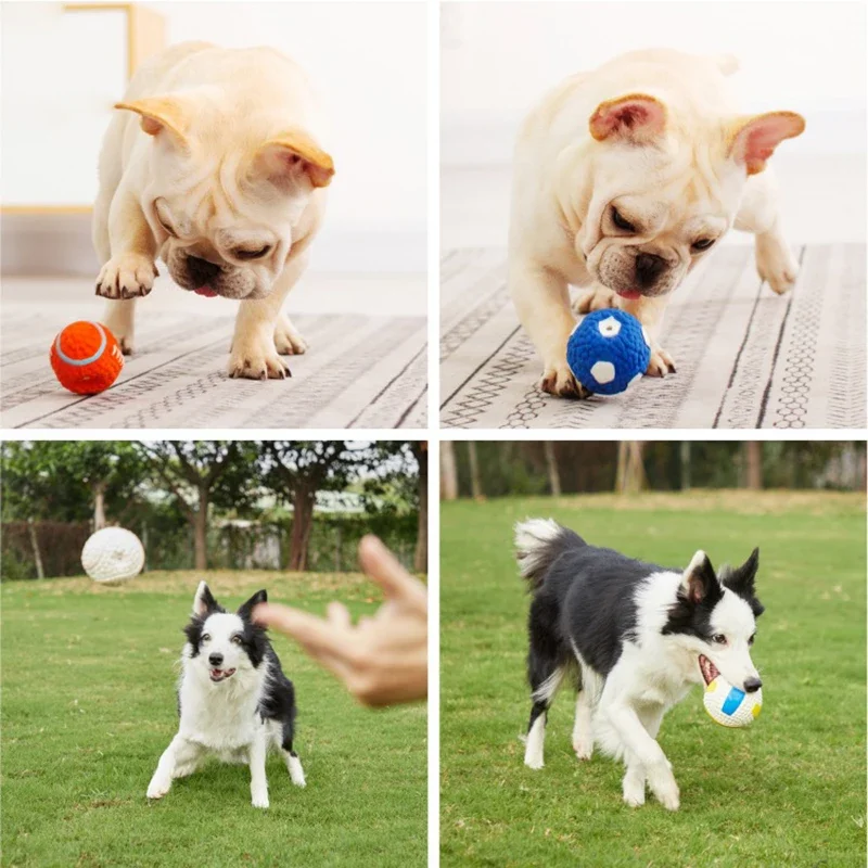 Soft Pet Ball Squeaky Toy For Small Large Dog Rugby Tennis Volleyball Football Basketball Latex Tooth Cleaning Training Toys