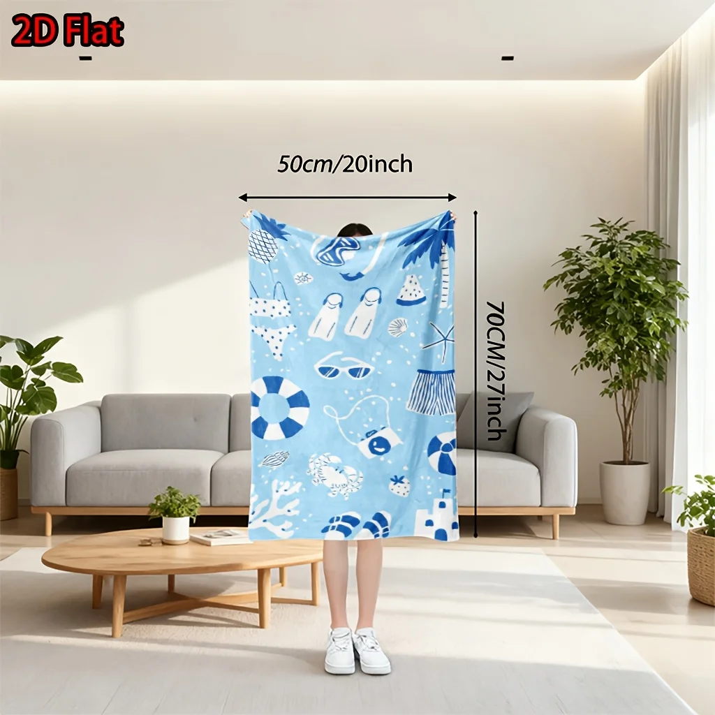 Tropical Beach Throw Blanket Nautical Summer Picnic Decor Pineapple Palm Coastal Aesthetic Cozy Throw for Sofa Couch Gift