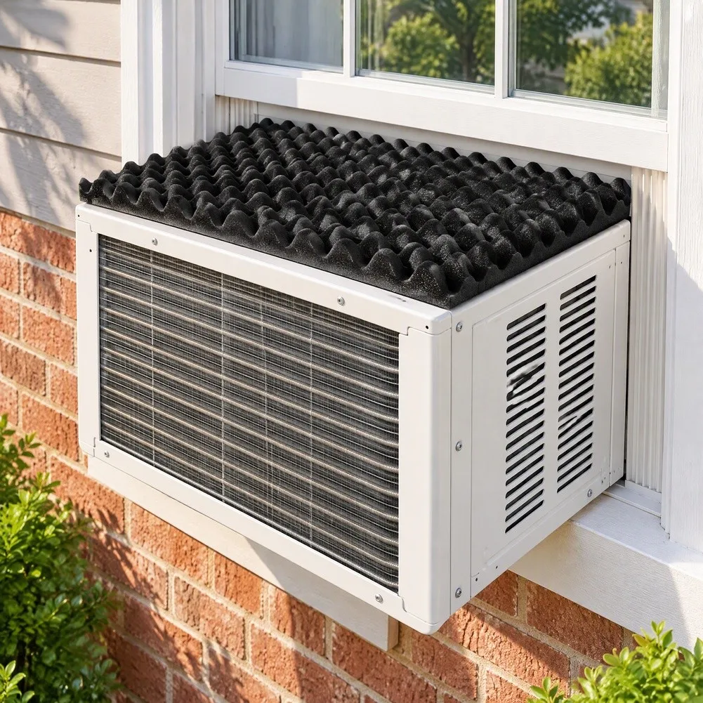 Magnetic Rainproof AC Drip Mat For Window Air Conditioners - Noise Reduction Foam Pad, Easy Fit & For Durable Design 23.6x16.9