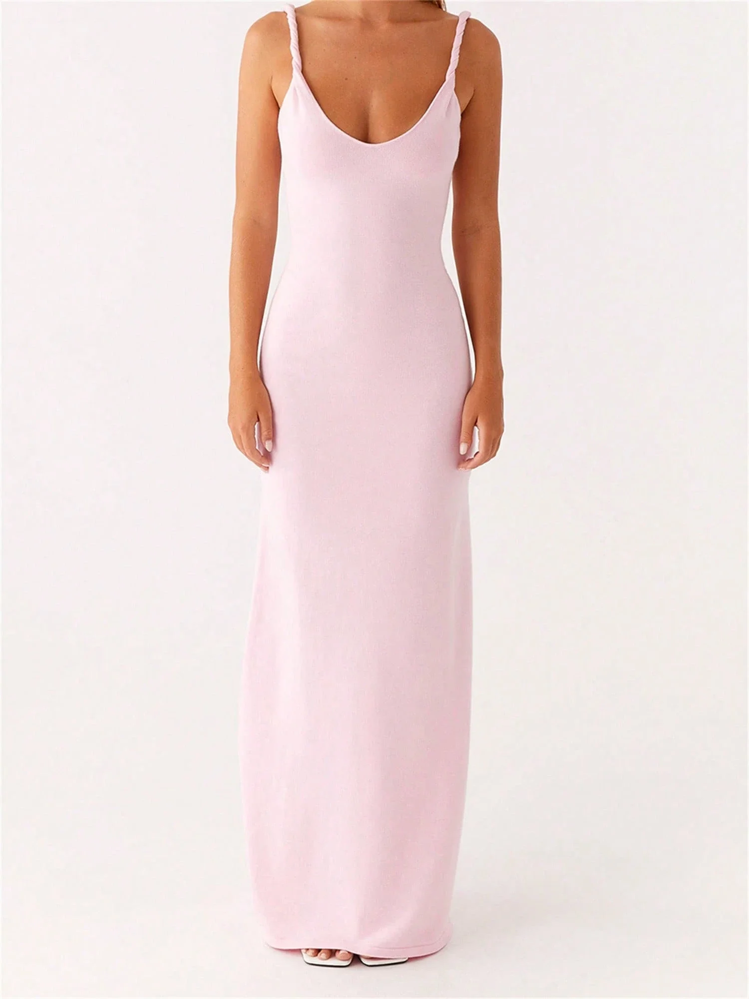 

Женское платье без рукавов с V-образным вырезом, на завязках, в пол, однотонное, для вечеринок