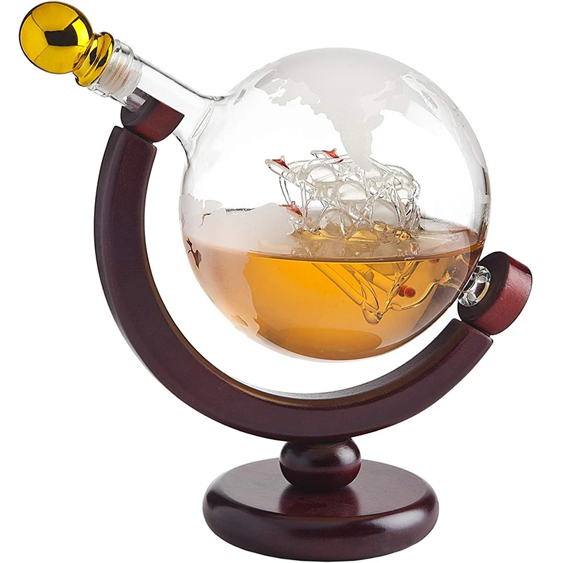 

Whiskey Decanter With Wooden Holder High Borosilicate Glass Liquor Carafe Elegant Handcrafted Crafted Glass Decanter For Liquor