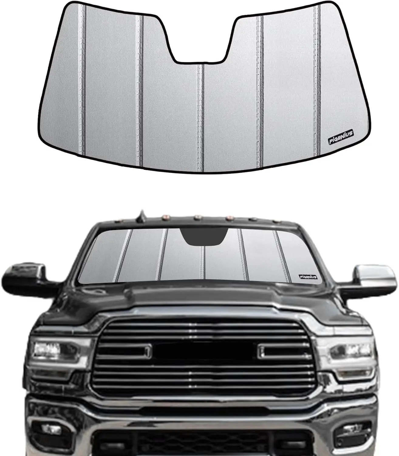 Universal Sun Shade for Trucks 2019-2025, 10-Inch Sensor Front Window Protector - Heat & UV Block