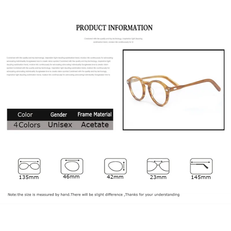 Customized Prescription Glasses Men Frame Johnny Depp Miltzen Photochromic Anti-Blue Light Myopia Hyperopia Round Eyeglasses