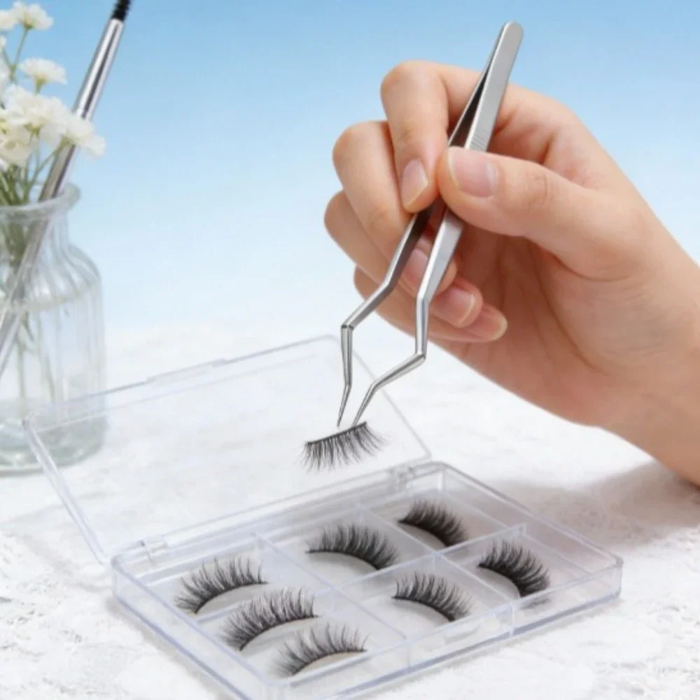 Women Professional V-Lash Extension Tweezers, High-Precision Stainless Steel, Split Eyelash Extensions & Volume Lash Tool,Silver