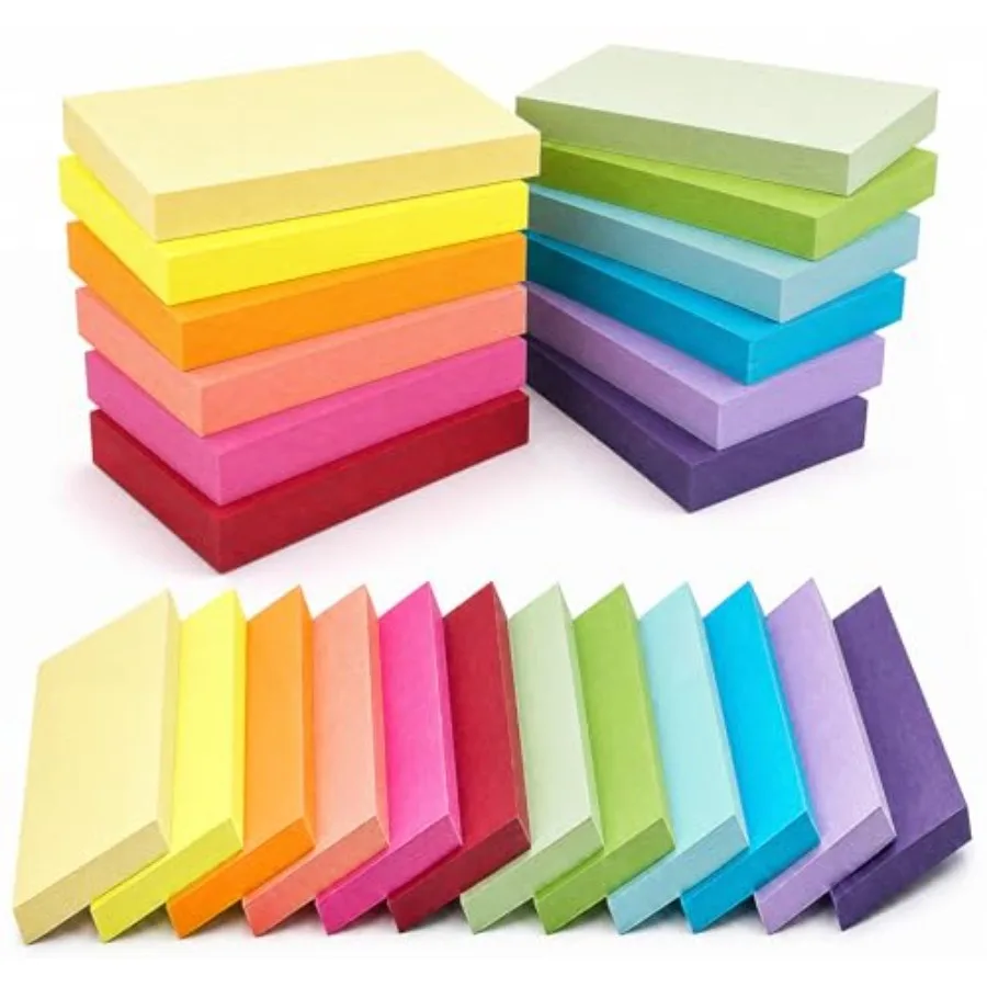

Sticky Notes Large, 12 Pack 100 Sheets/Pad Super Sticking Power Memo Pads, 12 Bright Colorful Self-Stick Pads, 2X The Sticking