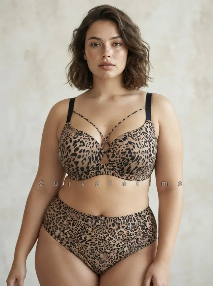Seamless Wireless Lingerie Set For Women Cross Back Support Plus Size Comfort Fat Bra With Matching Briefs Big D E F G H I J Cup