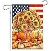 Pumpkin Sunflower Fall Seasonal Garden Flag, Double Sided, Fall Autumn American Flag Design, 18