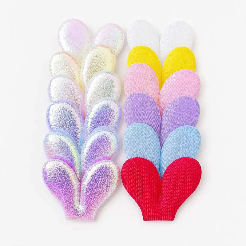 60 Stück Regenbogenfarbene Ohren-Applikationen 3*3,8cm Glänzende DIY-Dekorationen für Kopfbedeckungen, Taschen, Haarspangen und Stoffaccessoires – Detail 5