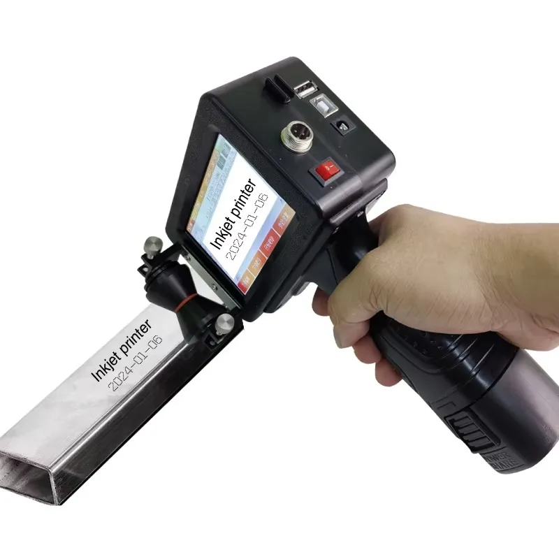 Handheld Inkjet Printer Portable Gun Date Coder for Number Expiry‑Date Batch Logo QR Code Printing on Pipes Metal Surface