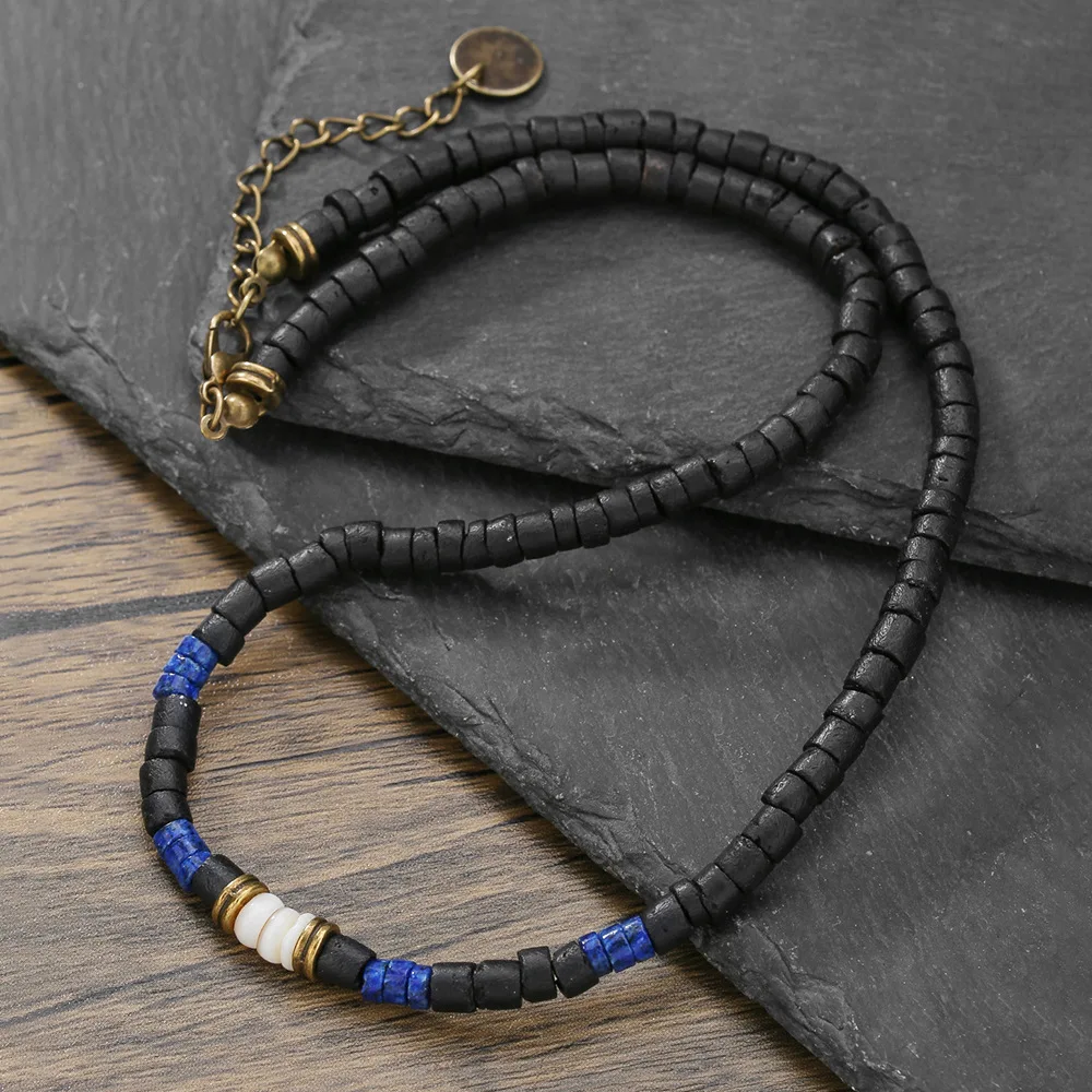Böhmische Herren-Halskette aus handgefertigten Holzperlen, Hip-Hop-Retro-Schmuck, trendige Party-Accessoires – Detail 3