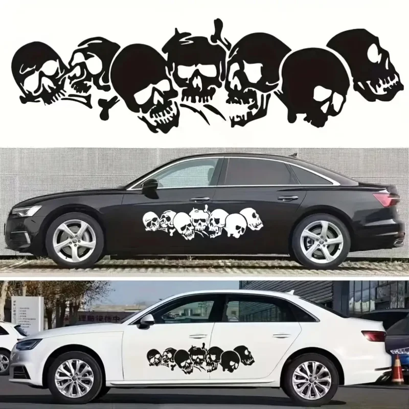 

2 PCS Large Skull Head Covering Vinyl Sticker for Trucks and Cars