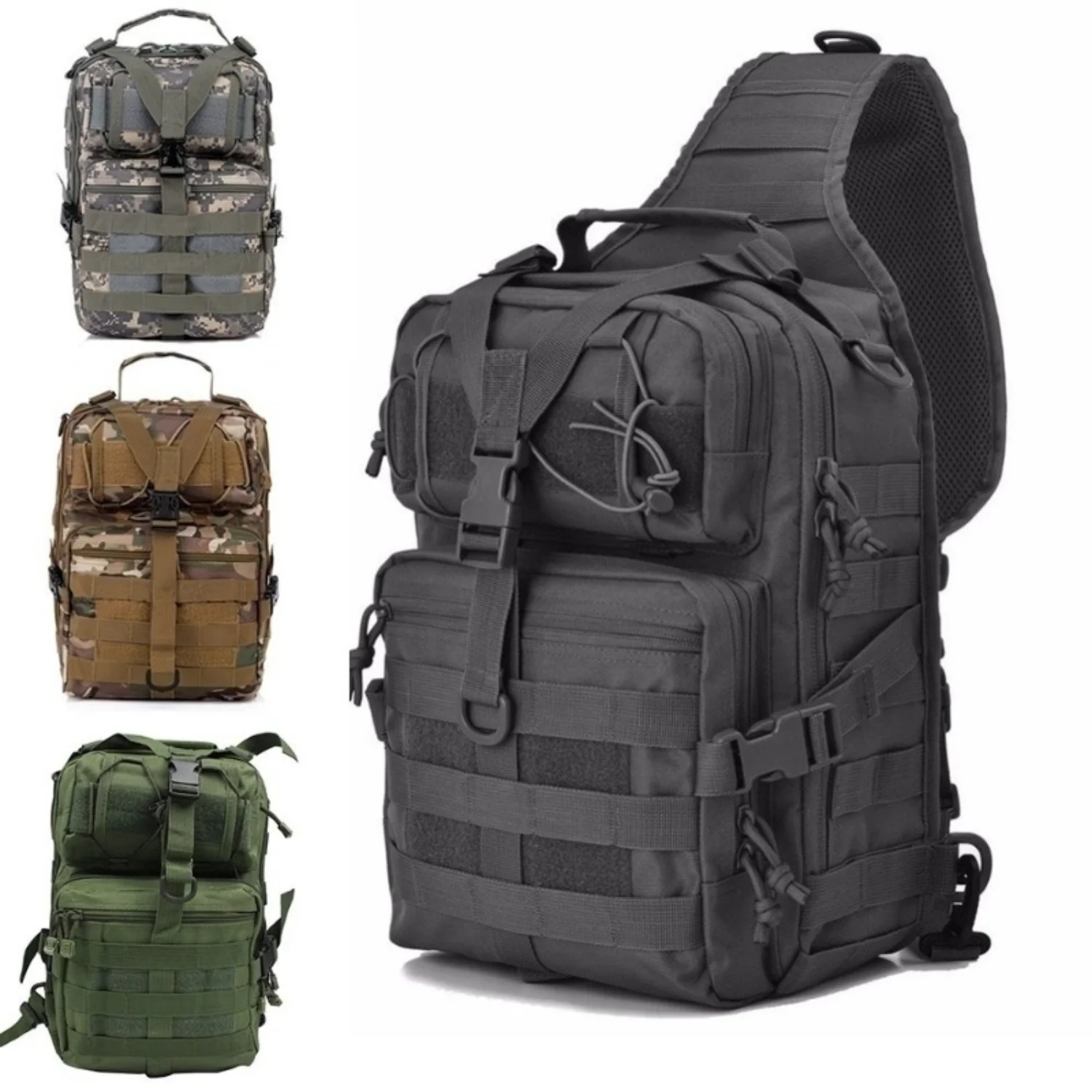 Mens Chest Bag, Sling Backpack, Waterproof EDC Rucksack Bag For Outdoor Hiking Camping Trekking Travel Stuff bag Card wallet