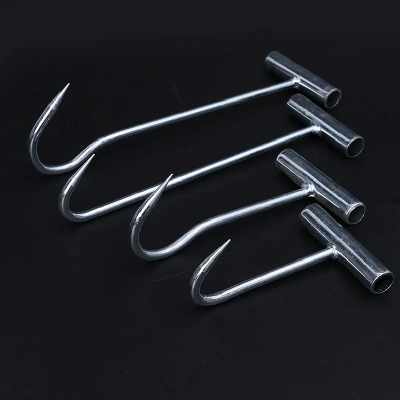 Stainless Steel T Hooks T-Handle Meat Boning Hook for Kitchen Butcher Shop Restaurant Prok Chicken Duck Turkey BBQ Tool