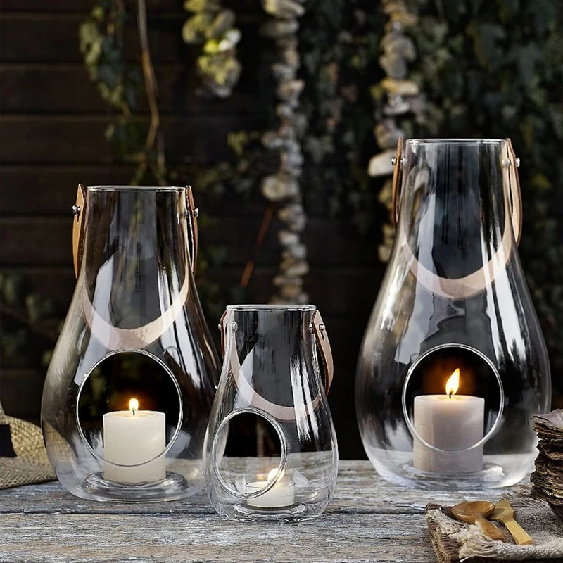 European Candlestick Ornaments Candles Home Western Romantic Glass Lantern Modern Minimalist Candle Cup Home Decor Accessories