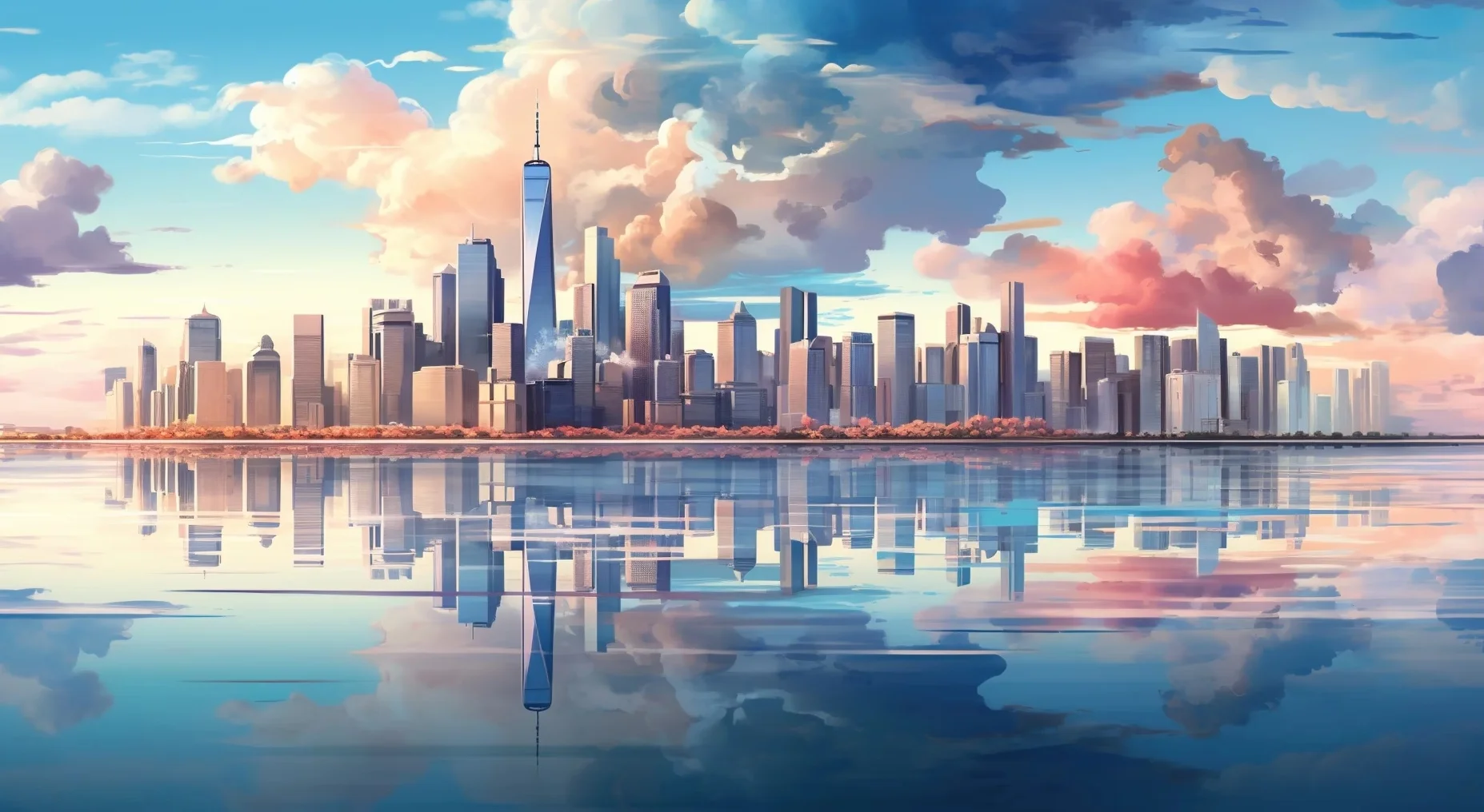 Customized Size Wallpaper City Architecture Sunset Background Wall Stickers Home Decoration Tall Buildings Sky 3d wallpaper