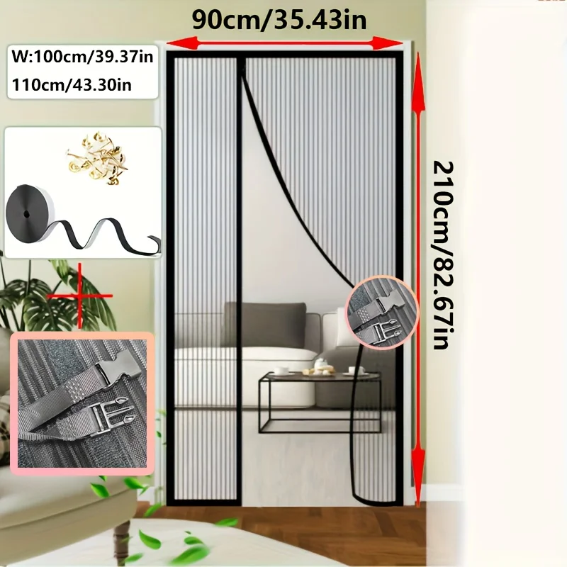 1 Stück Sommer-Magnetschirmtür – automatisch klebendes, mückensicheres Netz, haustierfreundlicher Fiberglas-Türvorhang für Terrasse und Schlafzimmer