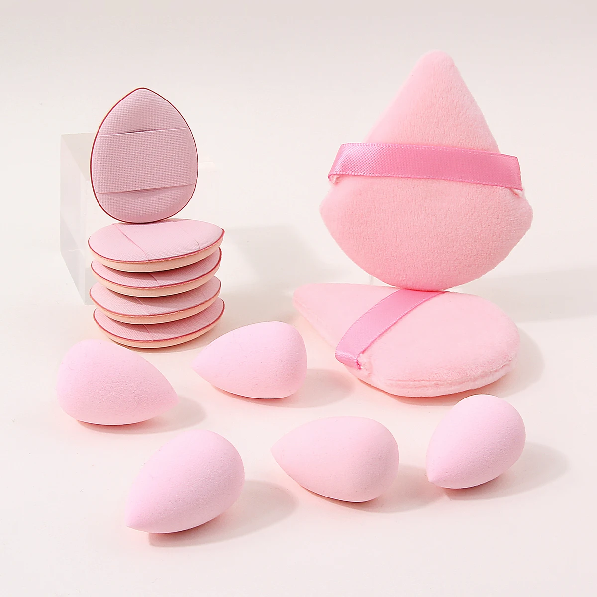 12Piece All-Purpose Makeup Sponge Set, Made of 2 Loose Powder Puffs, 5 Mini Air Cushion Puffs, 5 Beauty Eggs Essential for Trave