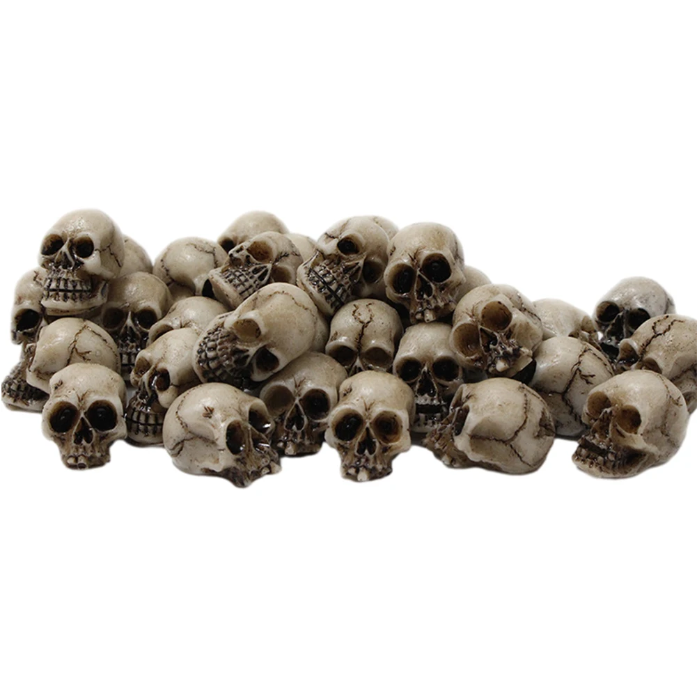 20Pcs Mini Skull Model Collectable Halloween Gothic Skull Sculptures Creative Festival Theme Landscape Garden Potted Plant Decor