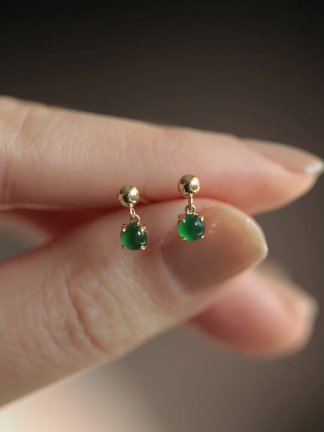 Pendientes de gota de cuentas verdes chapadas en plata S925 para mujer, accesorio de joyería Vintage elegante, regalo de cumpleaños, boda y citas, oro de 14 quilates