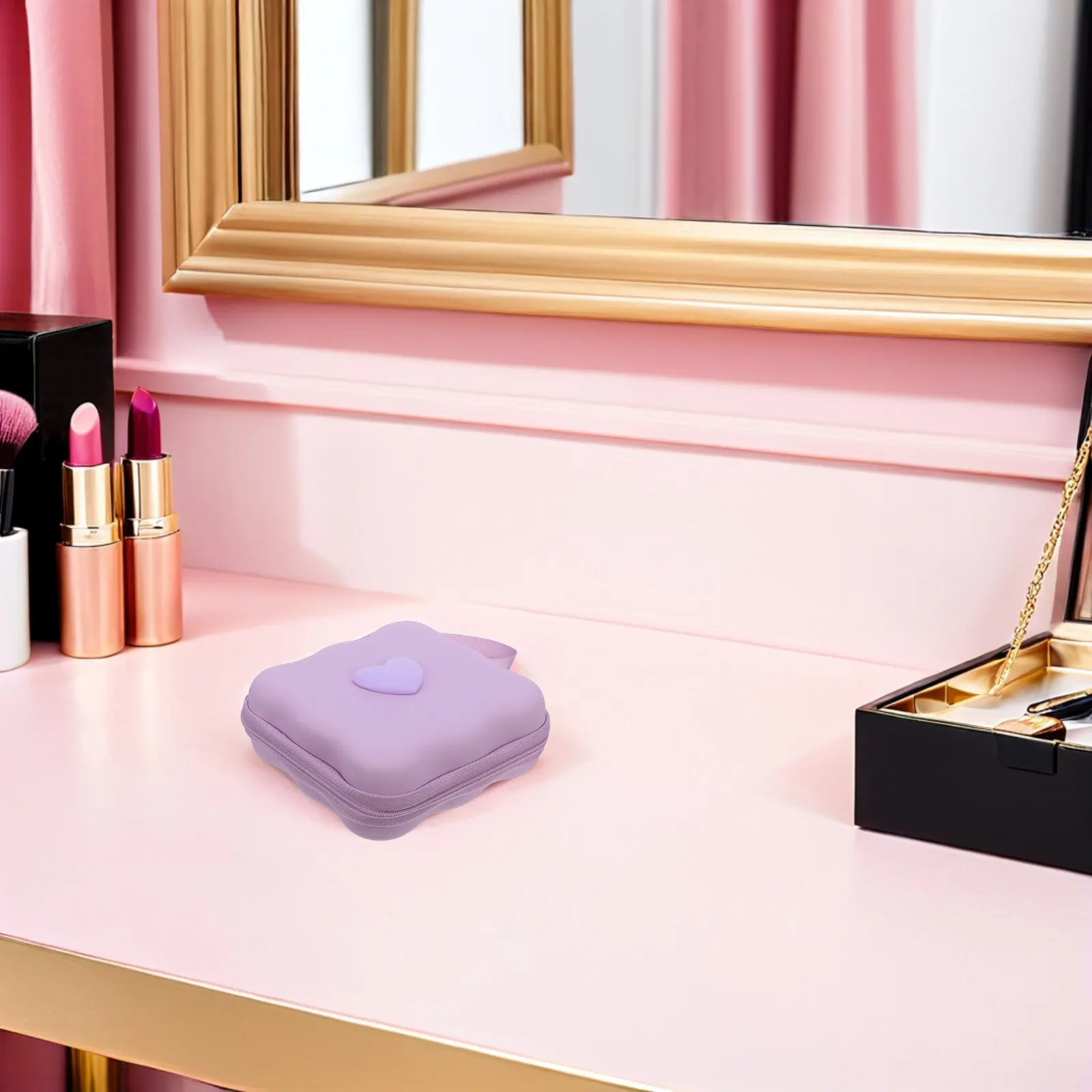 Sanitary Napkin Holder Cute Heart Storage Bag Portable Menstrual Pouch Travel Period Bag for Teen Girls Female Pads Storage