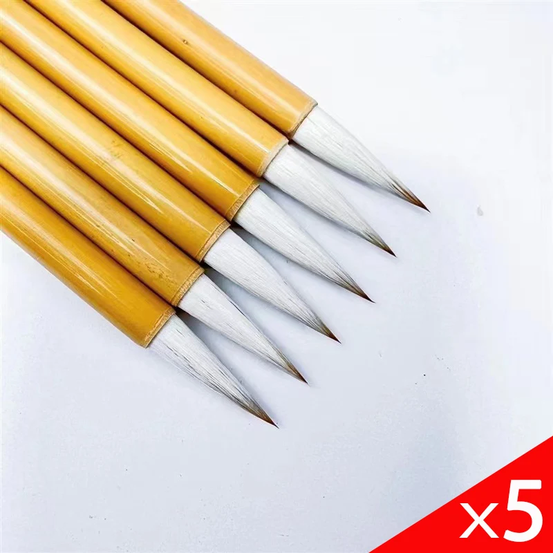 5 Pcs Bamboo ZhongKai penna per calligrafia pennello per pittura cinese di lana pennello per scrittura con Script medio regolare per capelli in lana morbida