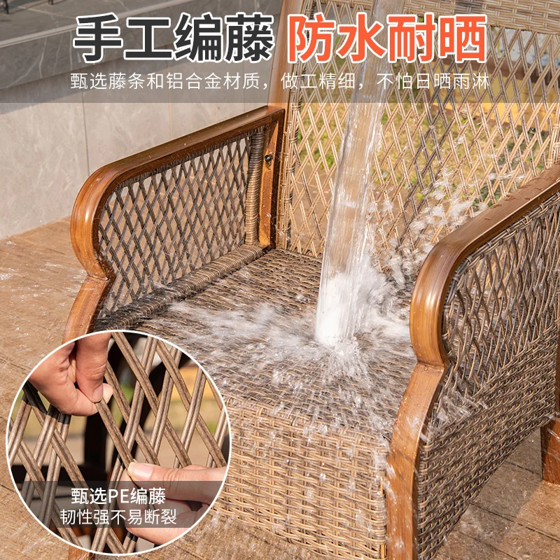 

Outdoor rattan chair rattan leisure courtyard balcony tea table combination outdoor yard garden villa terrace barbecue table and