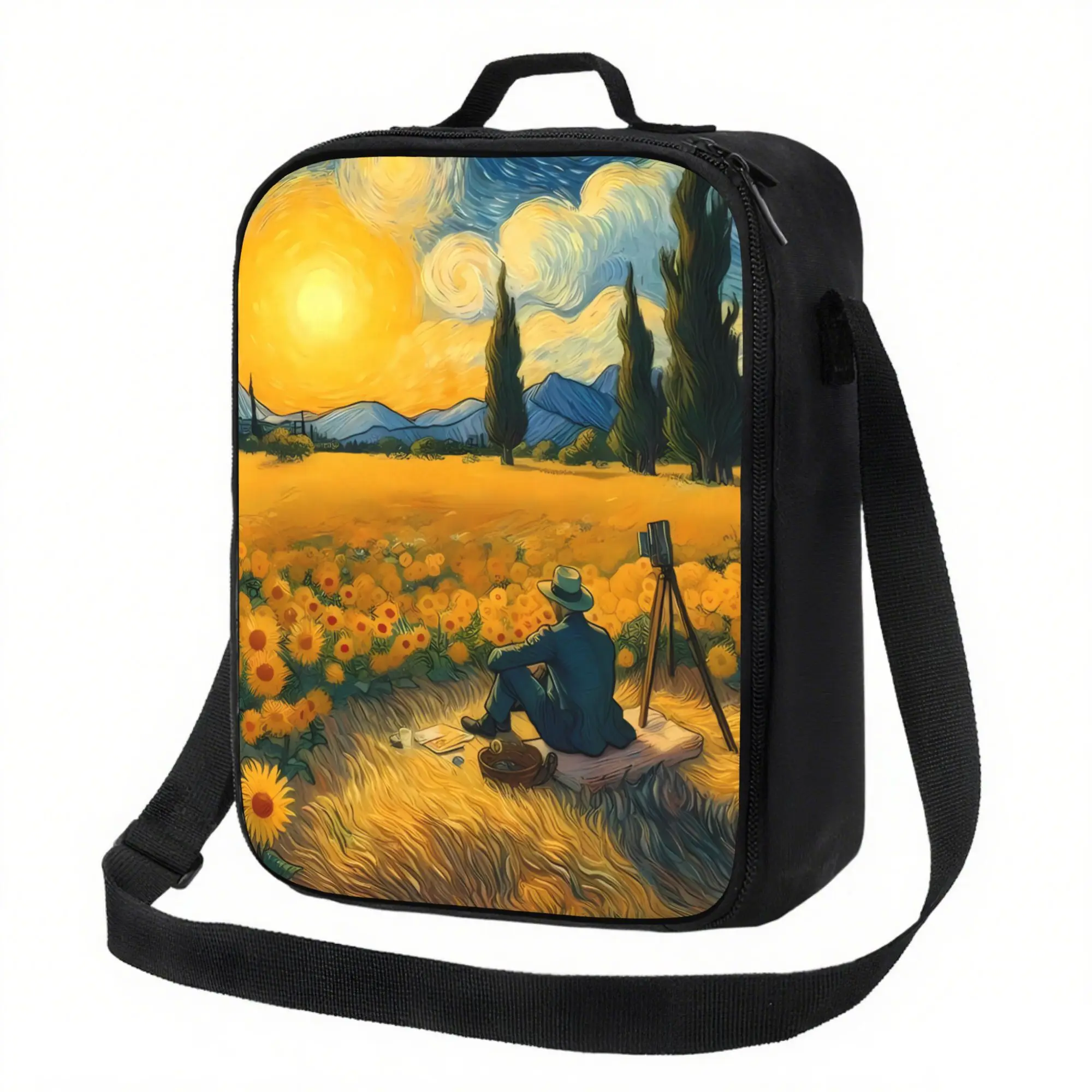 Oil Painting Bag - Non-Food Contact Suitable Dining, Hand Washable Square Bag with Artistic Oil Design, for Non-Consumable Use