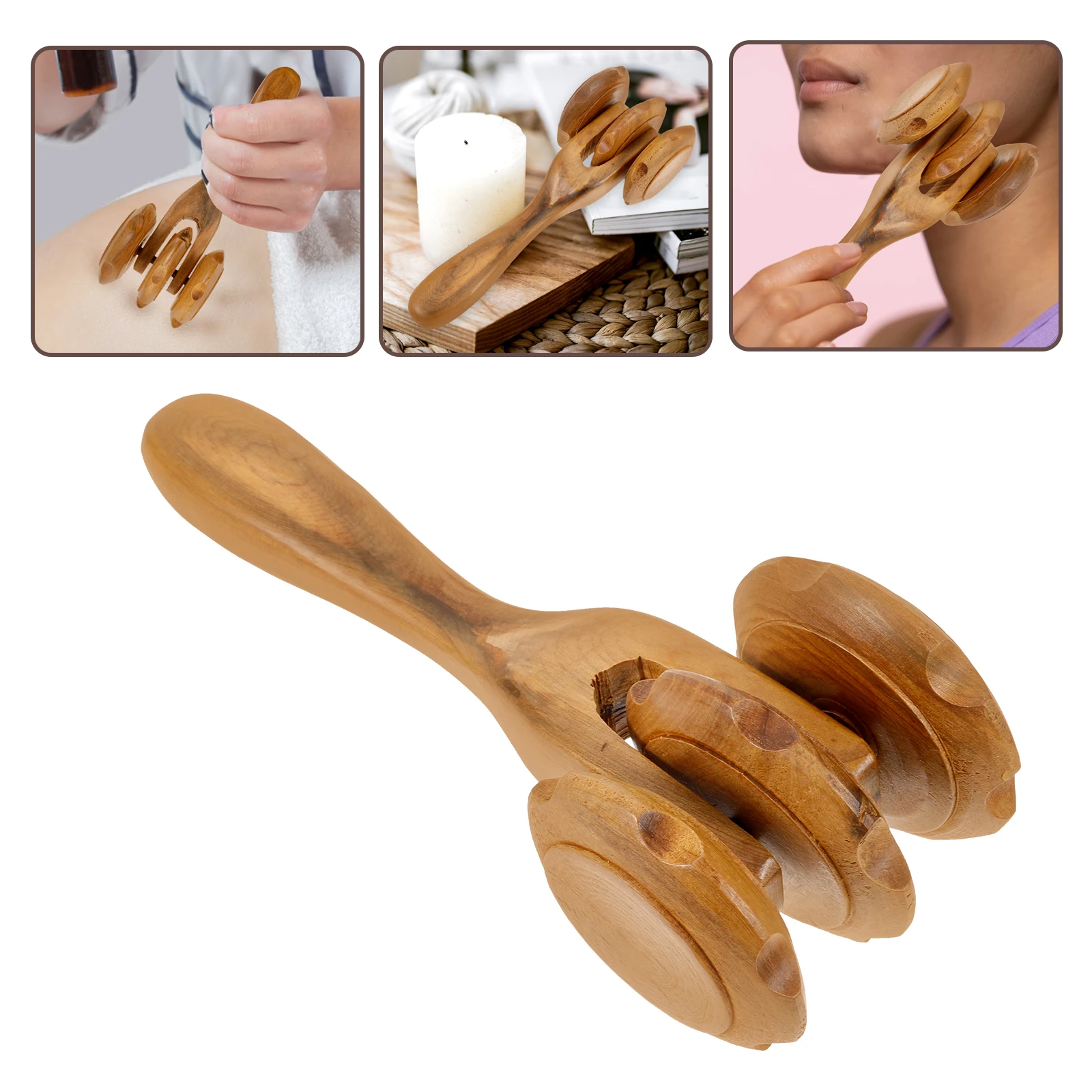 

Wooden Roller Handheld Back Neck Roller Massager Massage Tool Body Relaxation Muscle Ache Relief Portable Therapy