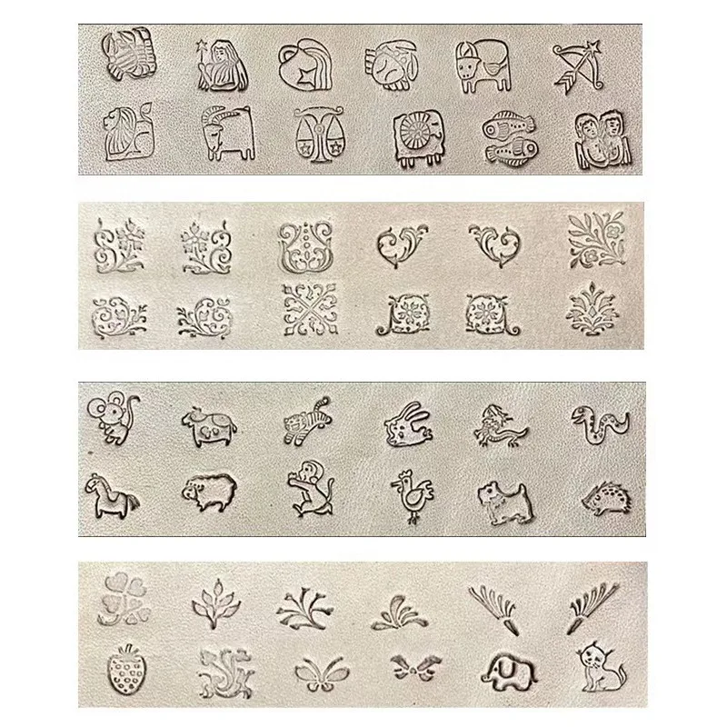 Stamps For Embossing Leather Tools Handmade DIY Craft Work Zodiac Grass Constellation Animal Mold Stamps Set Metal Stamping Tool