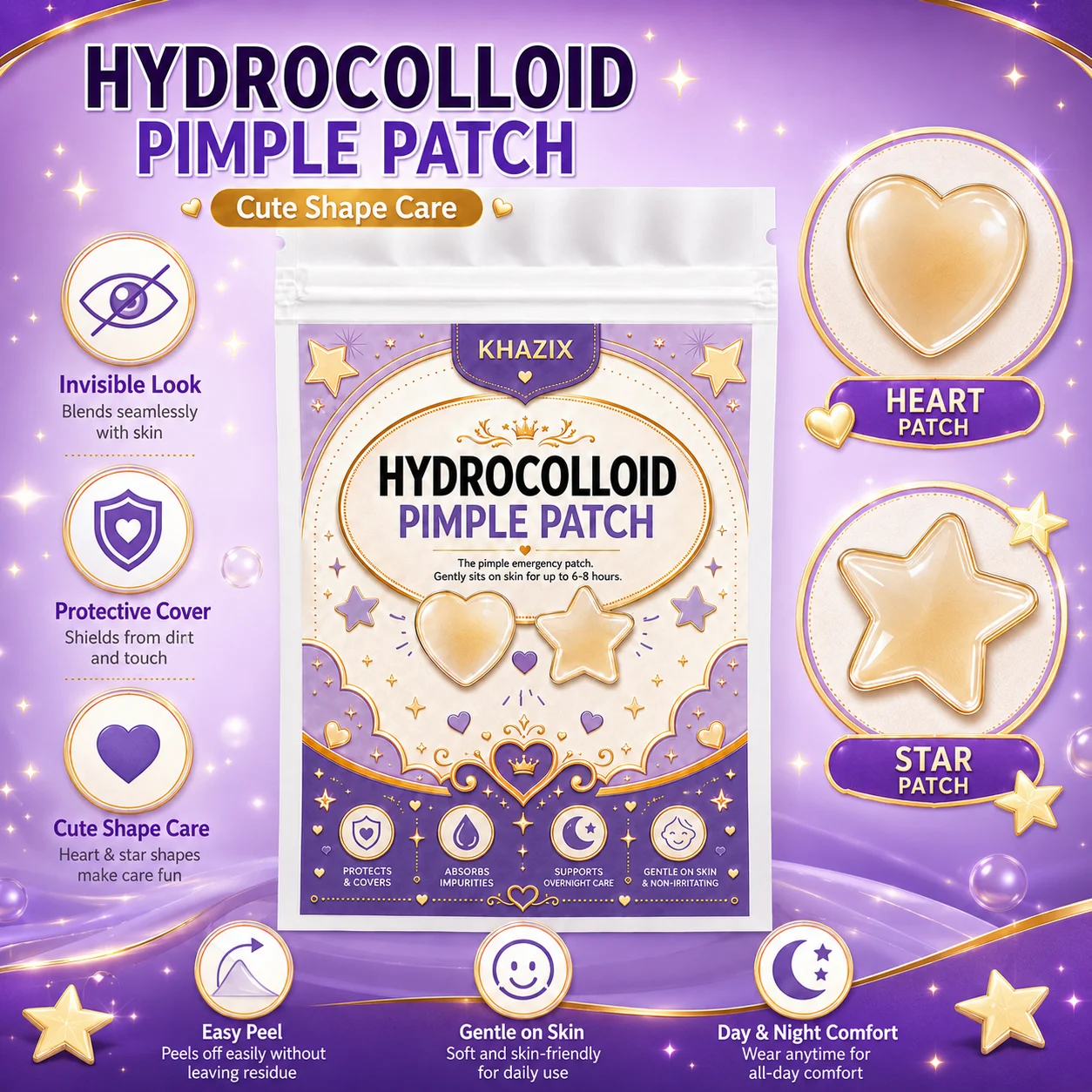 These round acne patches are waterproof and breathable, gentle and skin-friendly. The transparent design works well in daily lif