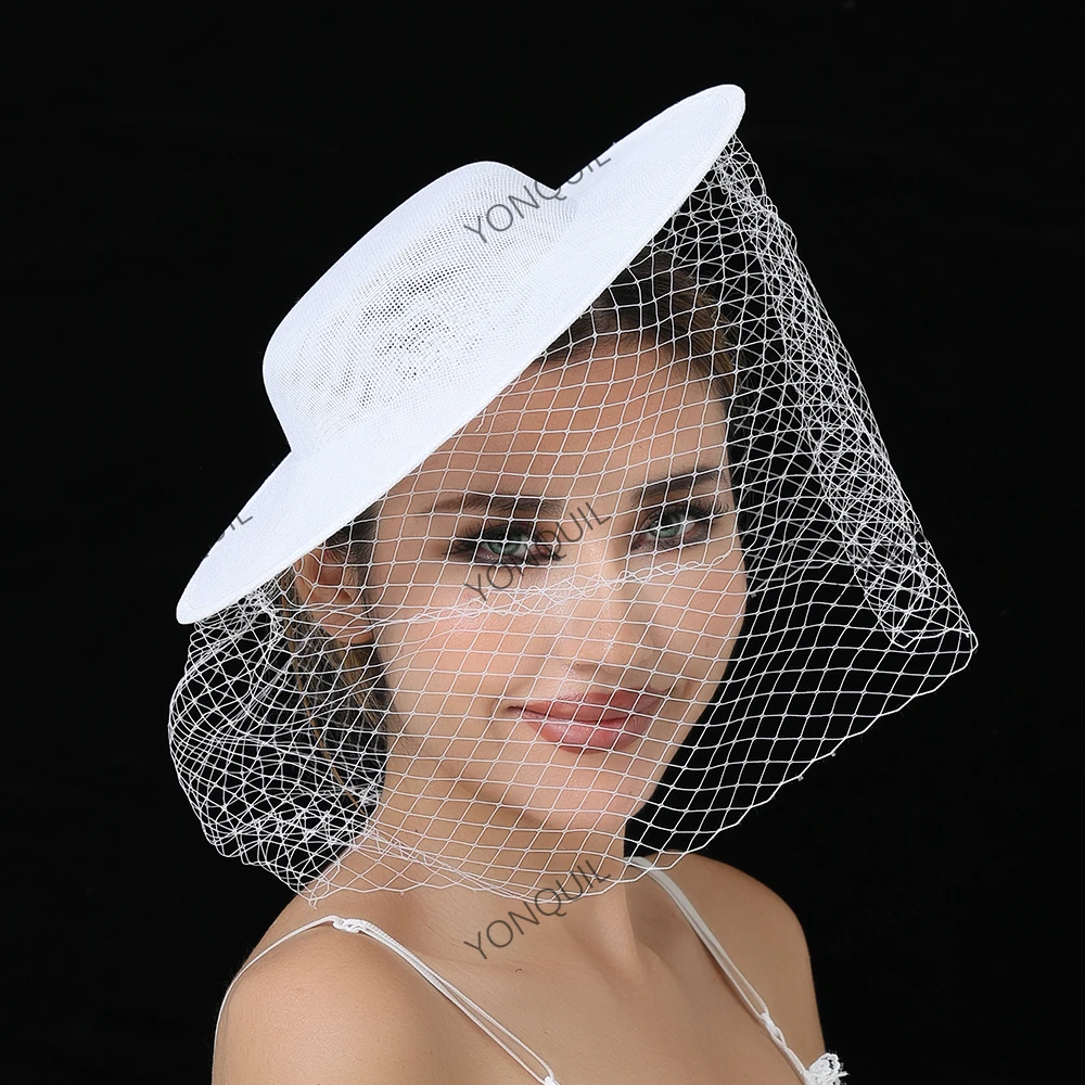 30CM Big Party Hat for Women Ladies Vintage Derby Headpiece Wedding Fascinator Base Chapeau Accessories for Occasion Marriage