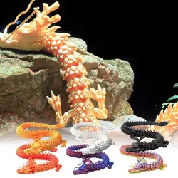 3D Printed Dragon For Fish Tank 17.72in Realistic Articulated Ancient Chinese Dragon With Poseable Joints For Home Decoration