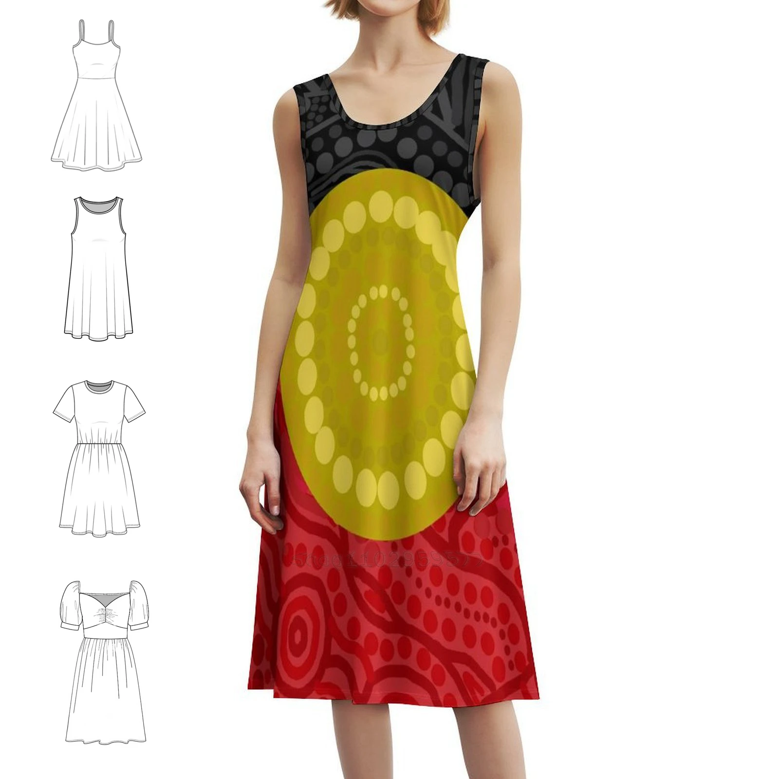 

Aboriginal Flag Korean Style Dress For Women Elegant Casual Dress For Party Or Daily Wear Australia Aboriginal Australia Party