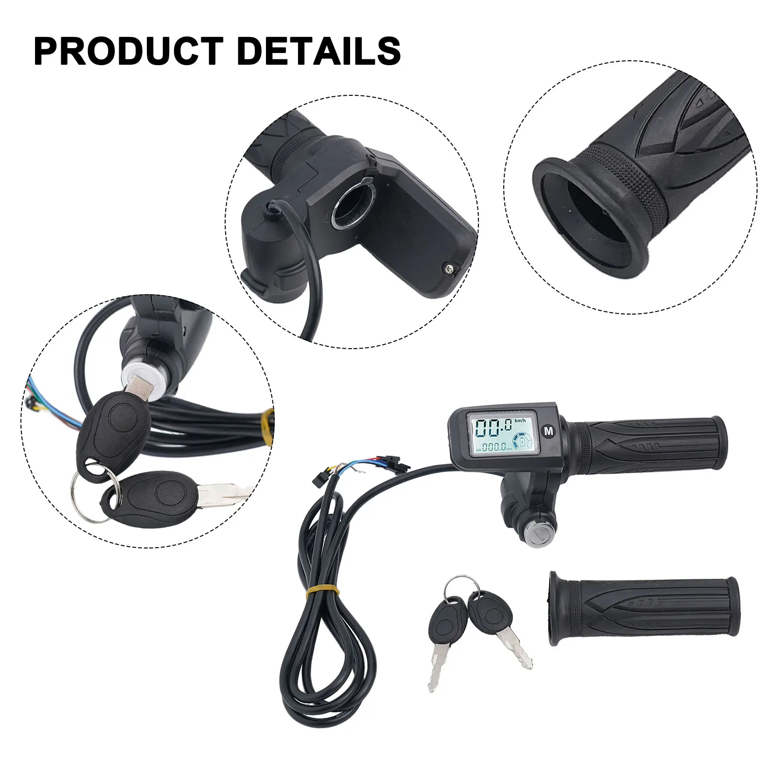 قبضة المقود مكتب في الهواء الطلق ABS + المطاط الملحقات الأسود LED عرض أجزاء استبدال سرعة الدراجات البخارية الكهربائية