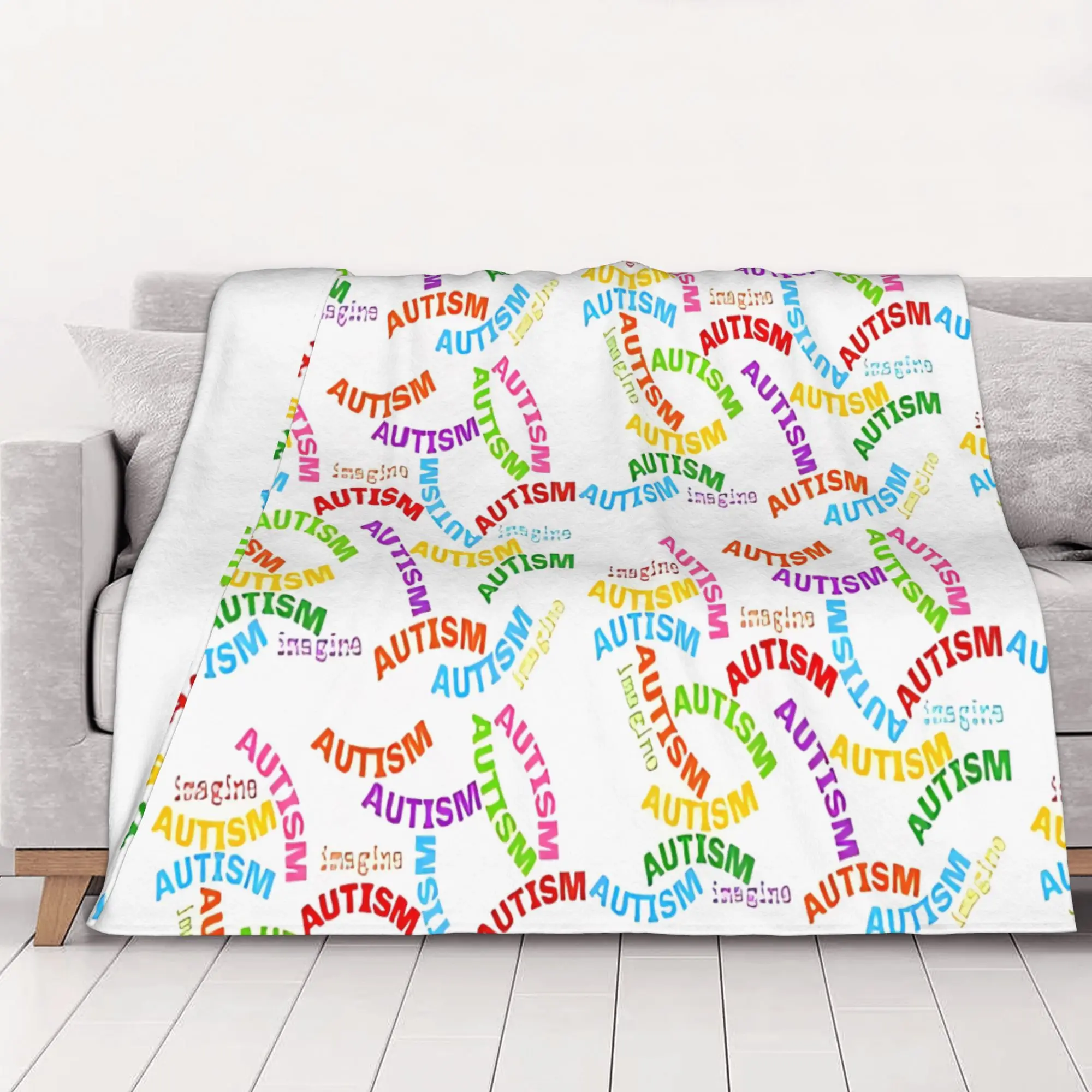 1PC home Cutecore Autism Awareness  Autism Blanket Super Cosy Plush Home Living Room Sofa halloween