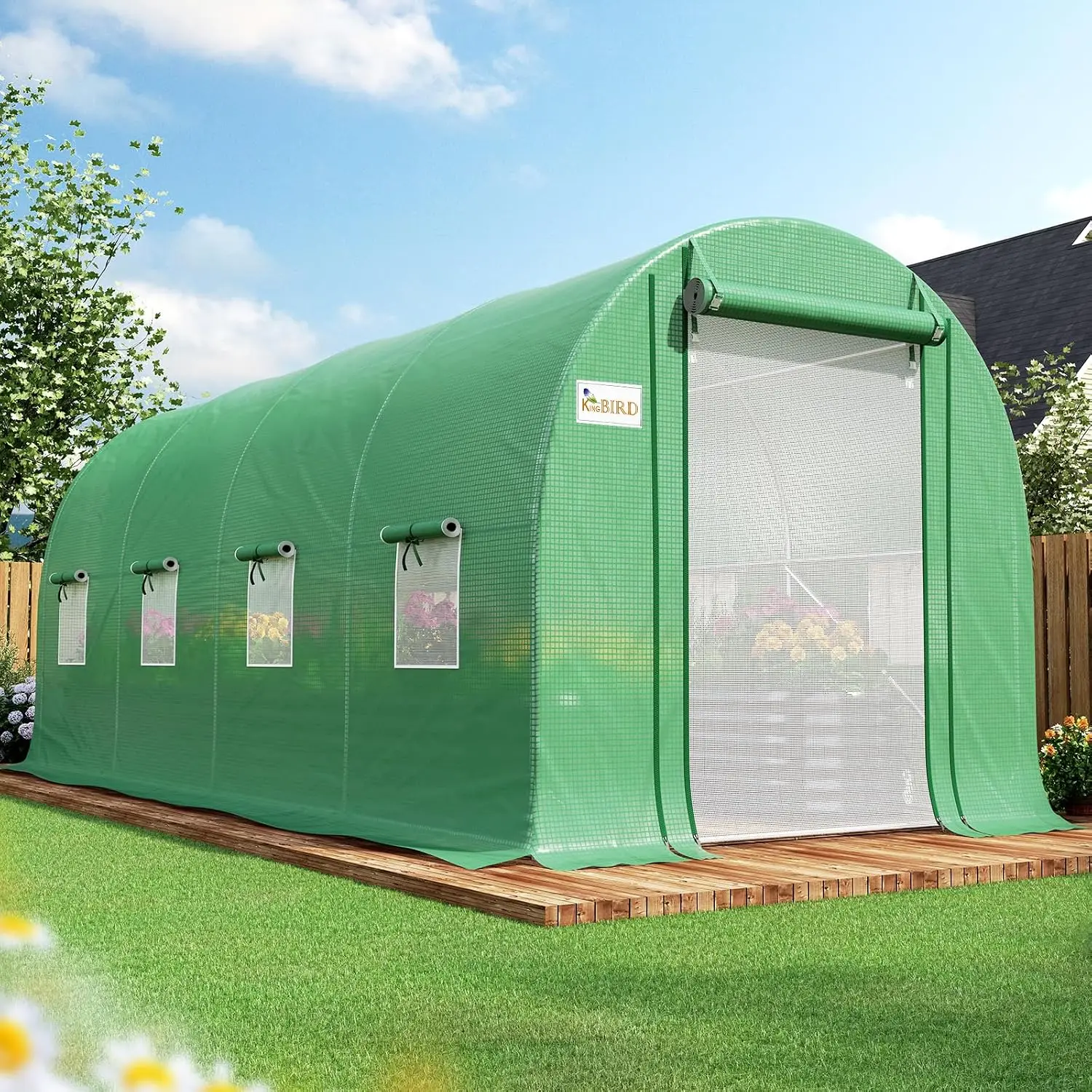 Premium 15x7x7FT Greenhouse for Outdoors, Galvanized Steel Frame