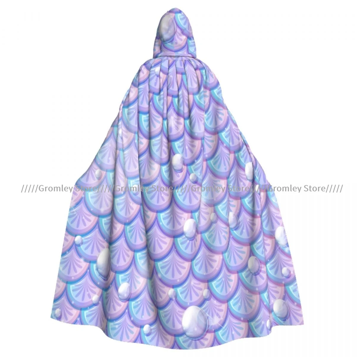 Witch Long Hooded Robe Pearlescent Mermaid Scales Halloween Cloak Cosplay Costumes for Adult