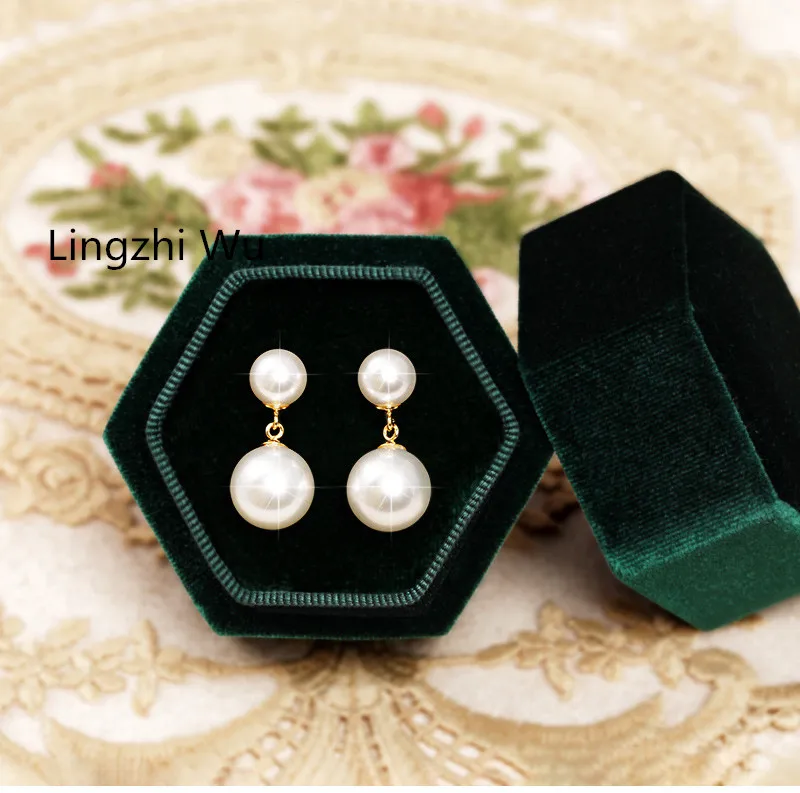 Lingzhi Wu-Double Pearl Stud Earrings for Female, Gray 100% Silver, Luxury, New Arrival