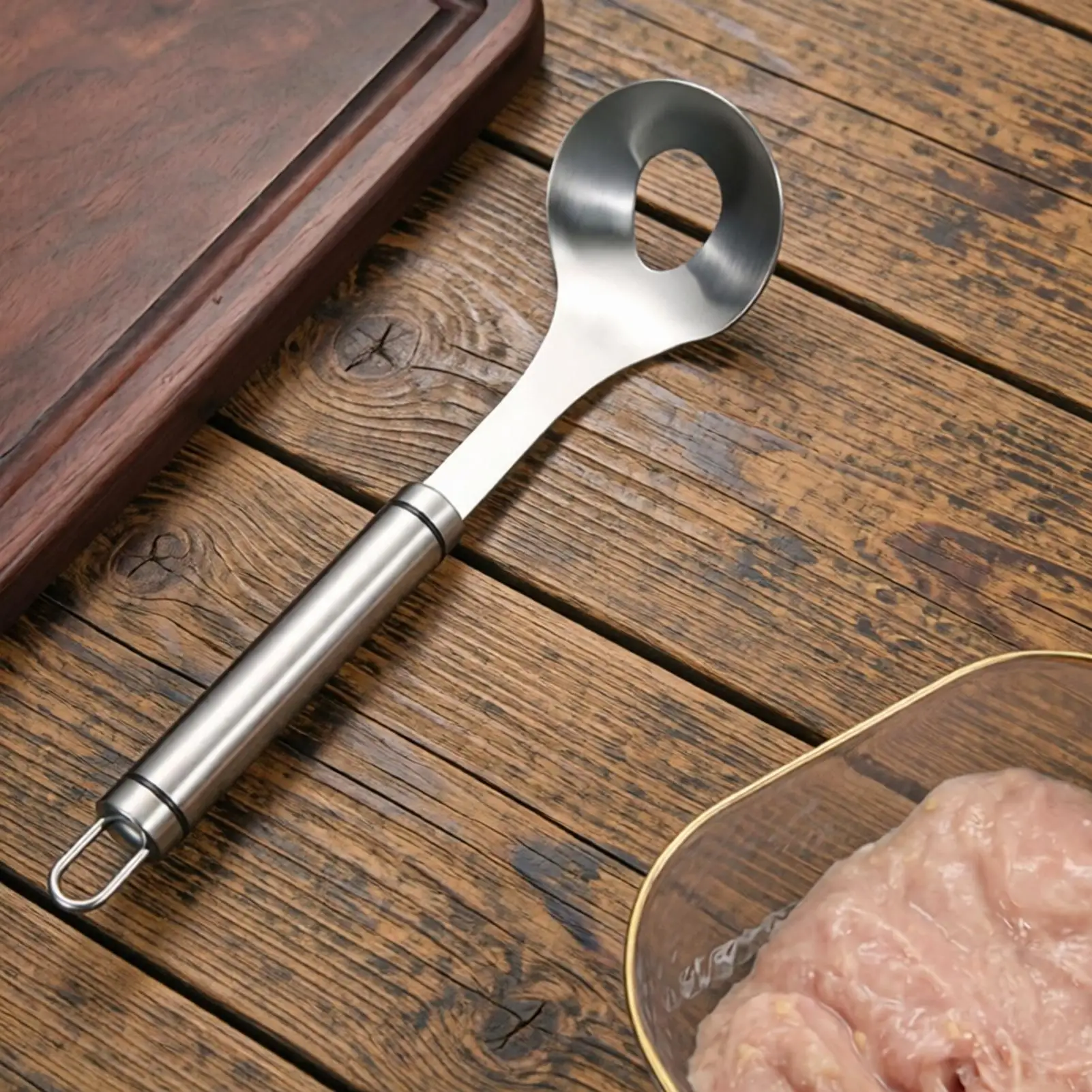 Stainless Steel Meatball Scoop Maker Long Handle Squeeze Ball Tool for Meat Fish Tofu, Non-Stick Kitchen Utensil for Home Party