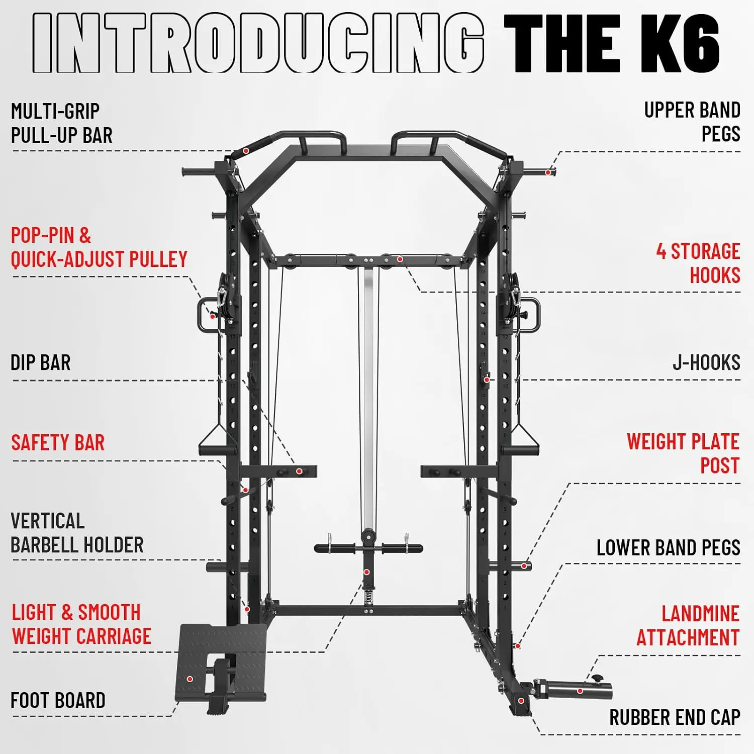 Power Cage, Power Rack with Cable Crossover System, 1500LBS Squat Rack with LAT Pull Down System, Workout Cage with, Custom