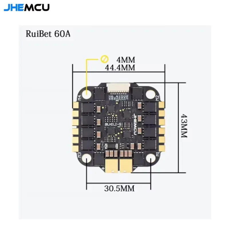 JHEMCU F7 Stack F722 وحدة تحكم في الطيران المزدوجة مع RuiBet 60A ESC 3-6S 30.5*30.5 مللي متر لطائرة RC FPV حرة بدون طيار