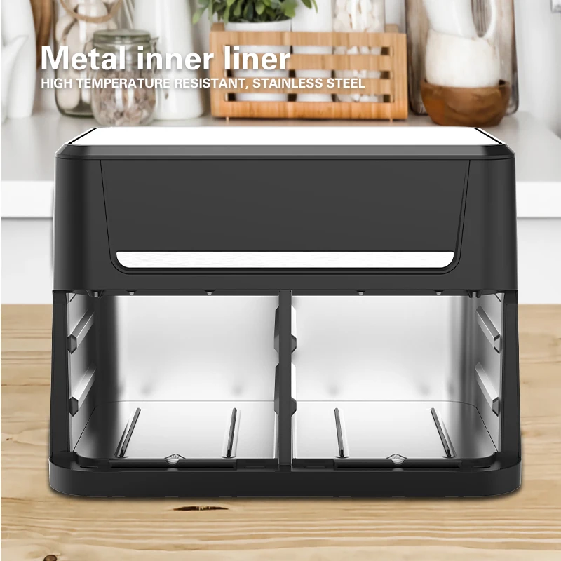 2026 New Dual Zone Digital 12L Oil- Double Basket Air Fryer Electric Power Source with Colorful Screen for Home Use