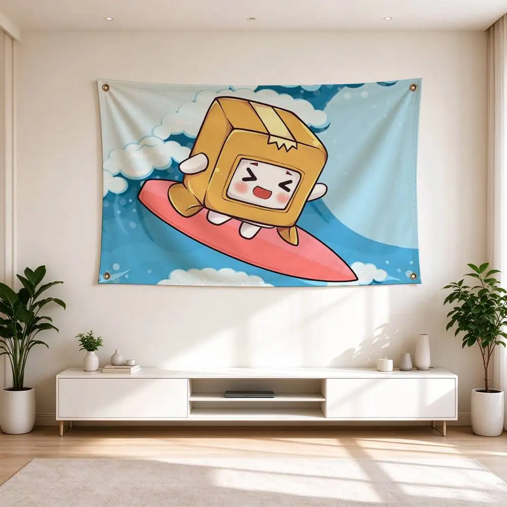L-LankyBox Lovely Geometric Cartoon  Flags Wall Hanging Tapestry Outdoor Garage Room Decorative flag Background Blanket