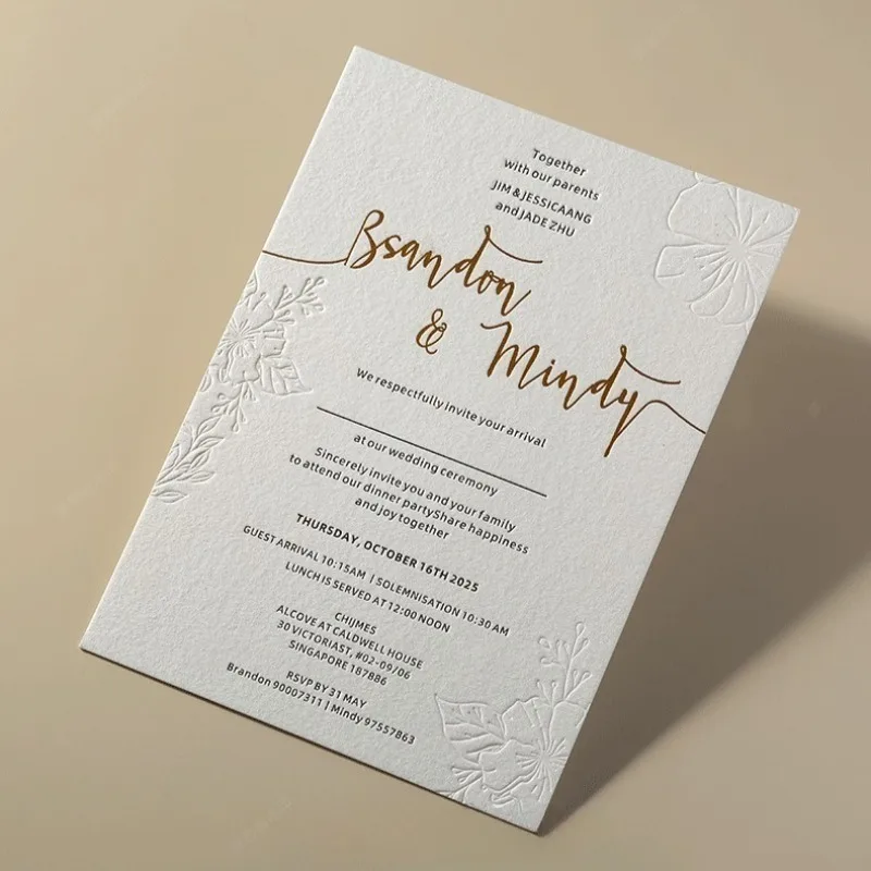 Embossed Business Card 90x54mm Right Angle Hot Stamping Silver Stamping Custom Logo Thick Paper Company Luxury Business Card